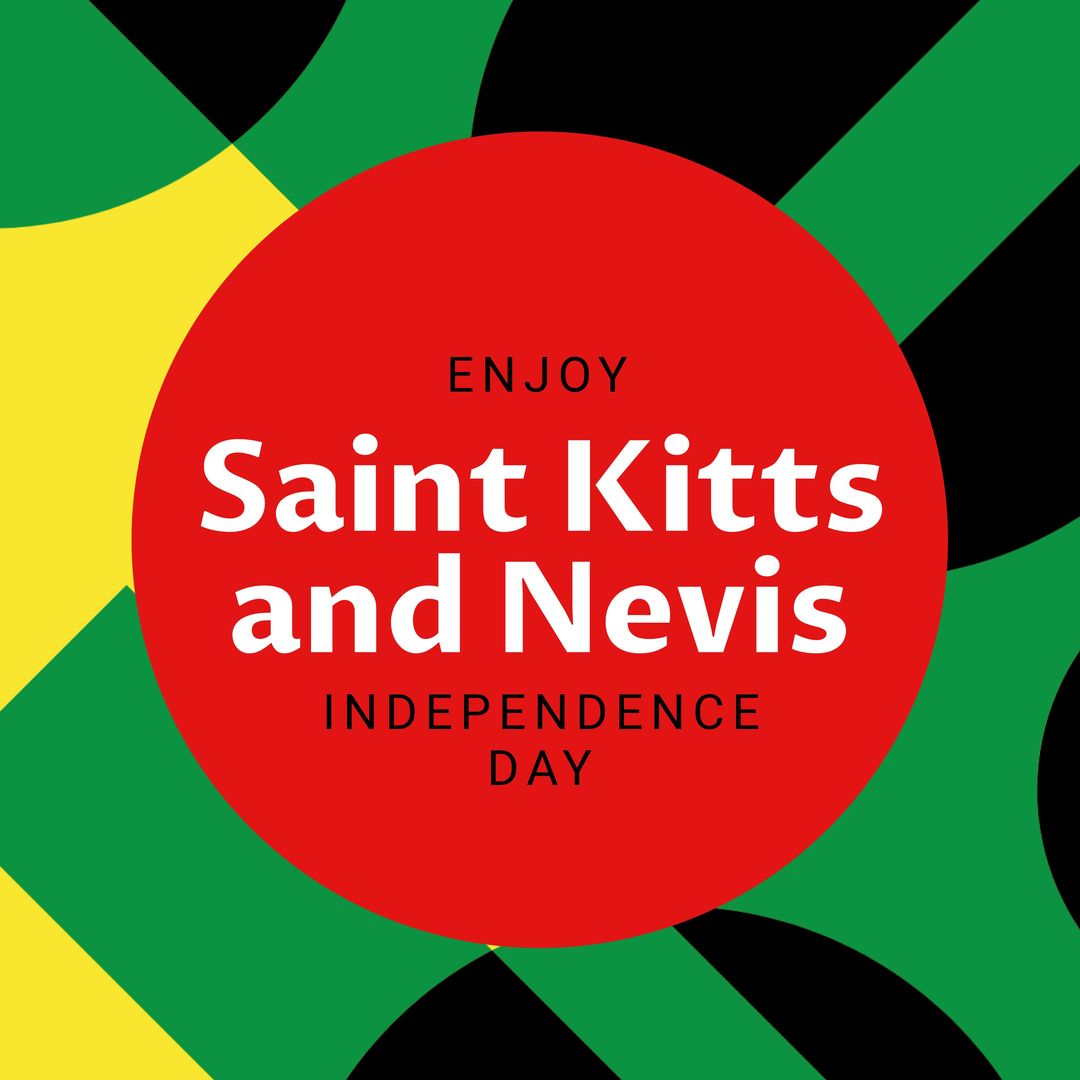 Illustration of saint kitts and nevis independence day text in red circle with colorful patterns - Download Free Stock Templates Pikwizard.com