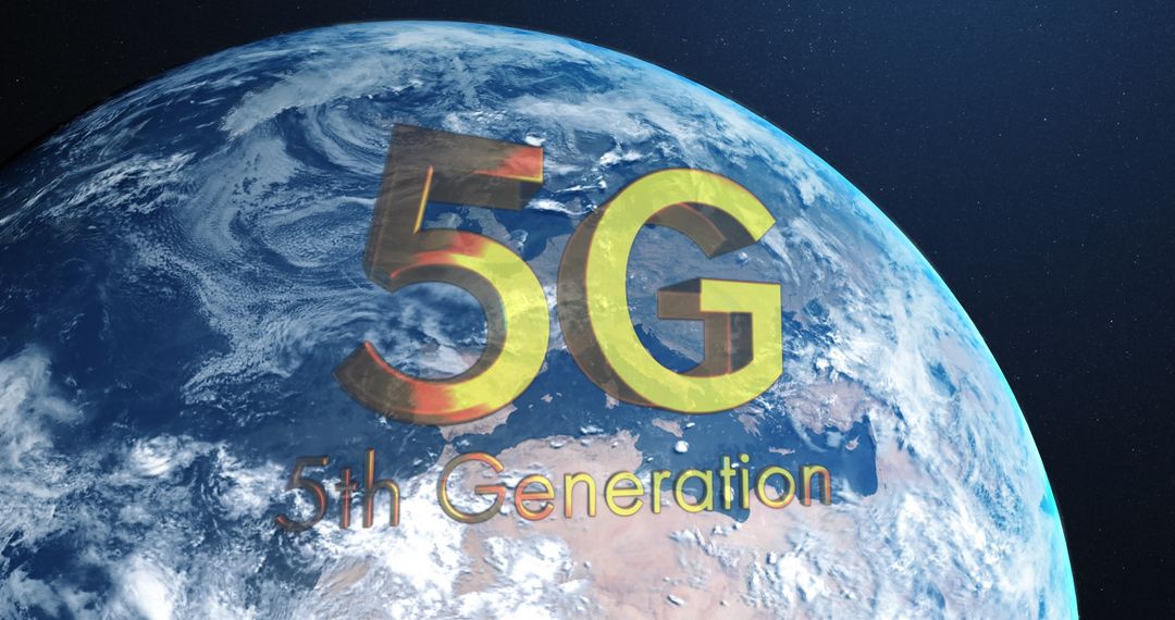 5G Technology Over Spinning Earth Conceptual Image