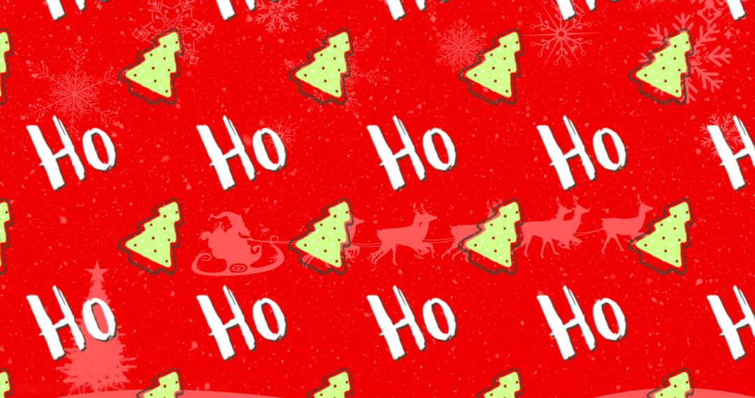 Festive Christmas Pattern with Trees and Cheerful Text