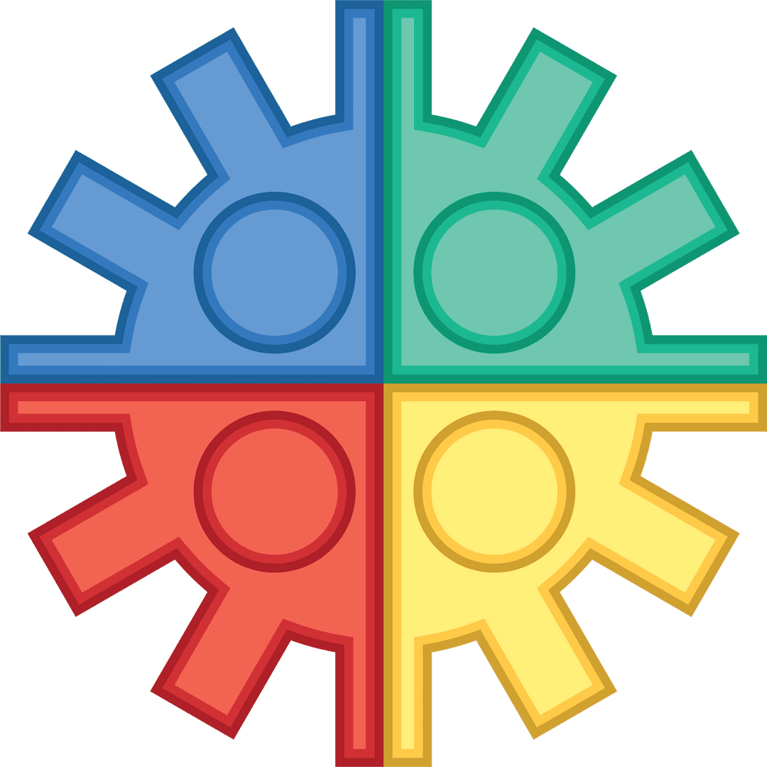 Colorful Gear Shapes Forming Circle on Transparent Background