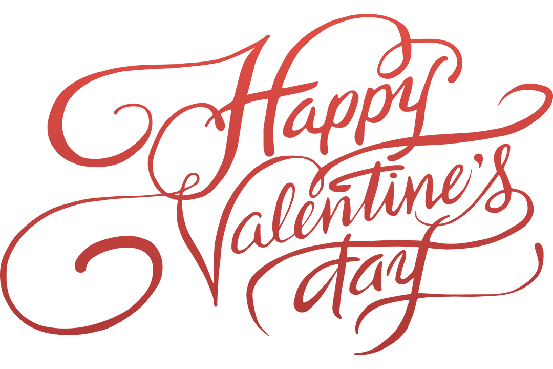 Elegant Happy Valentine's Day Script with Transparent Background
