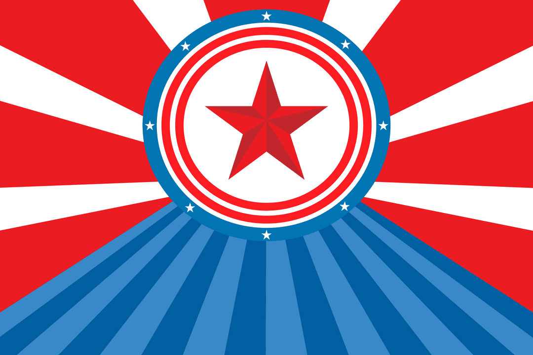 Transparent Background with Circular Star on Red White Blue Stripes