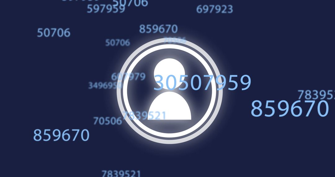 Digital User Icon with Floating Numbers on Dark Background