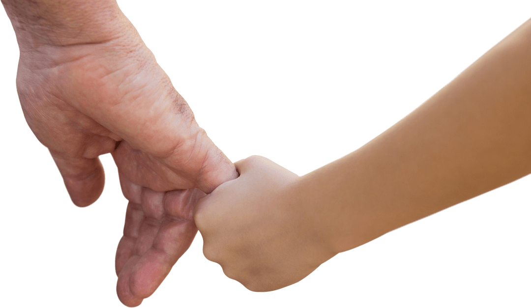 Close-Up Transparent Father Holding Son's Hand