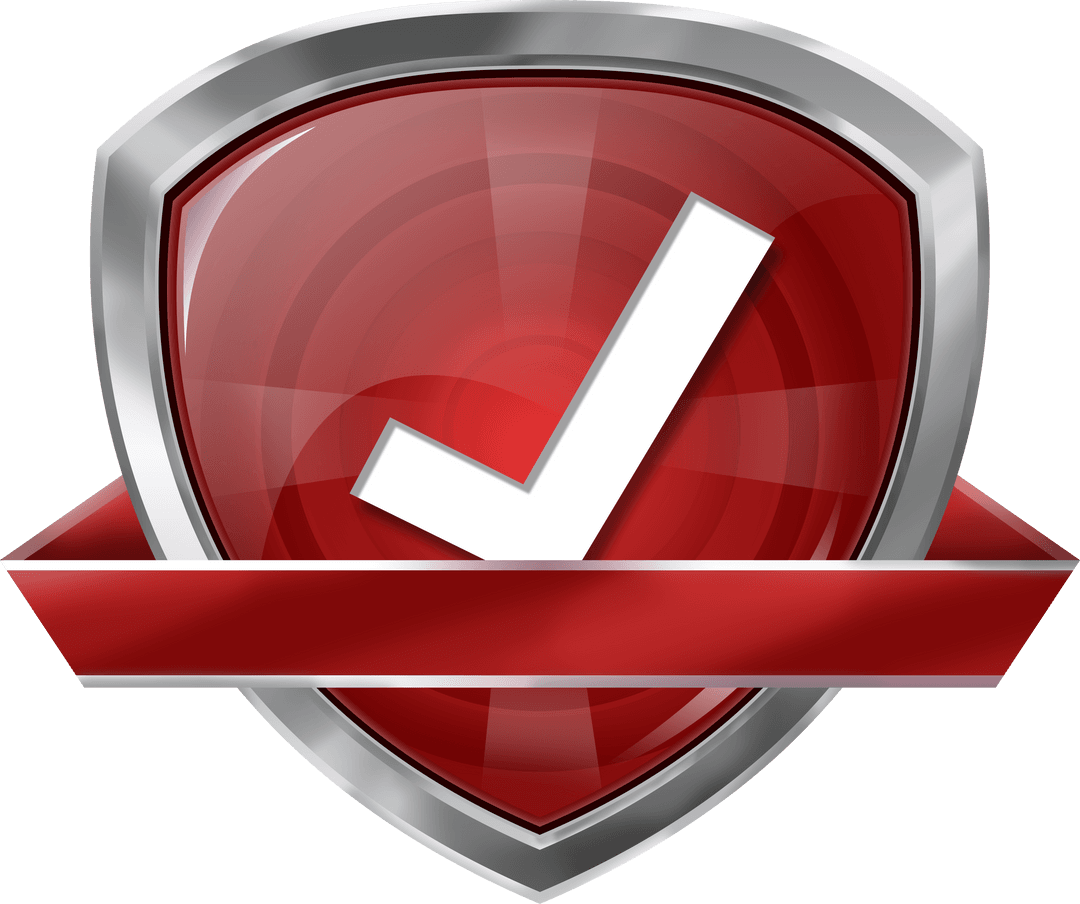 Red Transparent Security Shield with Check Mark Symbol