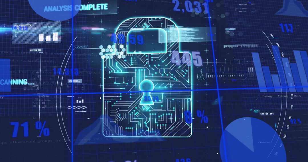 Digital Security Lock with Futuristic Data Streams