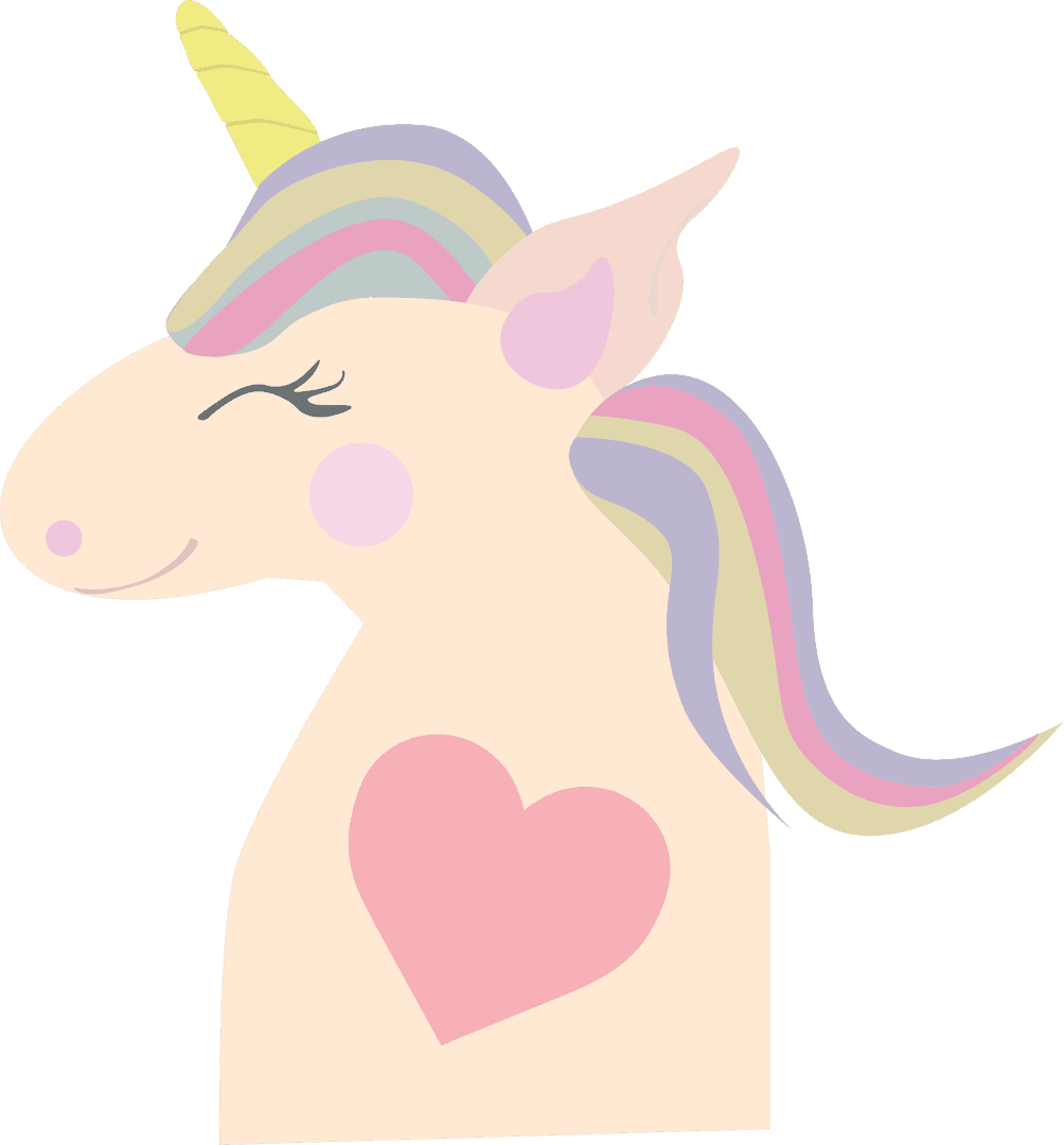 Happy Colorful Unicorn on Transparent Background Vector Illustration