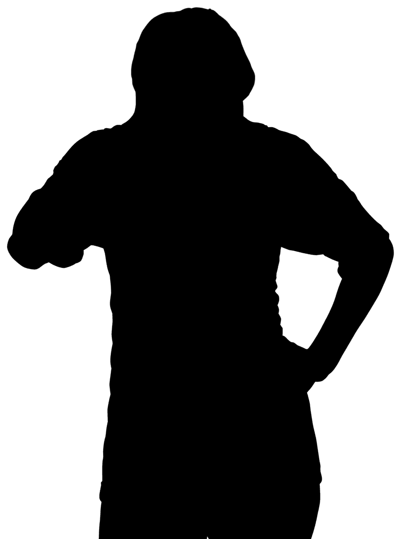 Black Silhouette of Sportswoman in Action on Transparent Background