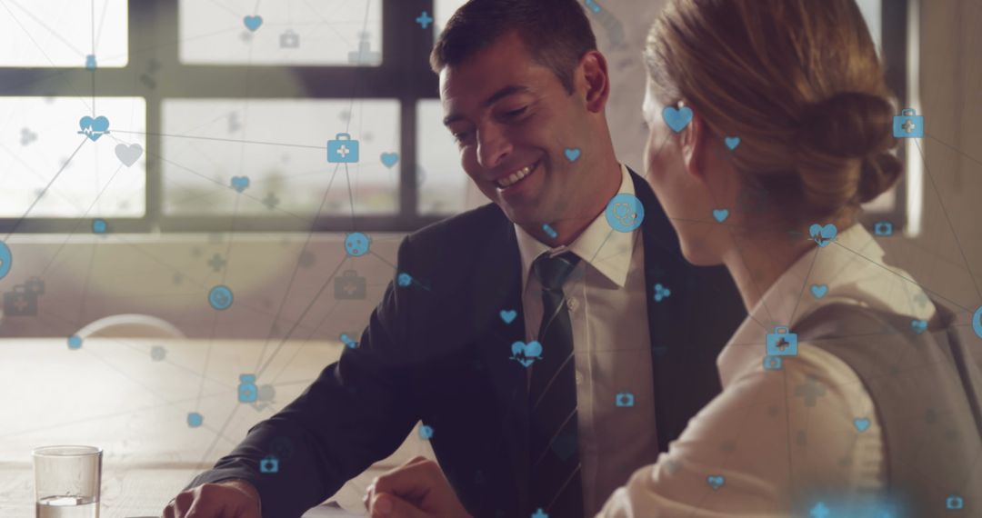 Business Team Engaging Over Digital Network Visualization