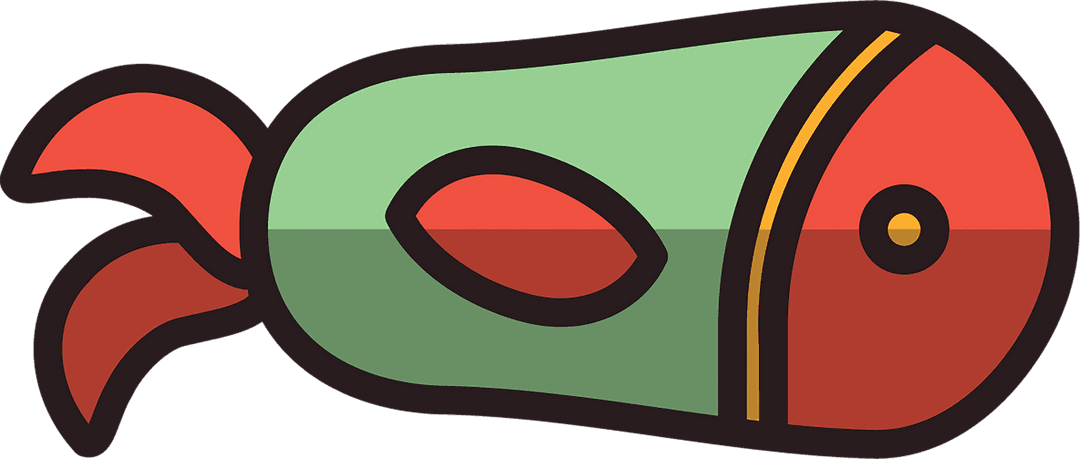 Digital Transparent Fish Icon with Abstract Two-Tone Design