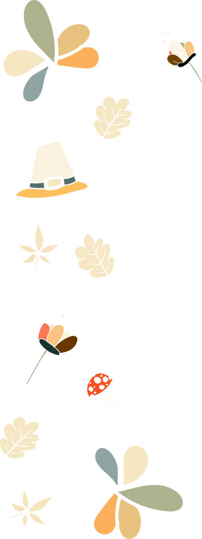 Colorful Abstract Autumn Leaves on Transparent Background