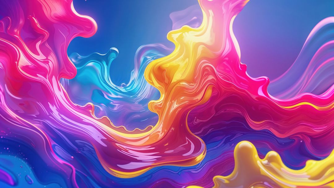 Vibrant Abstract Fluid Waves in Bright Multicolor Swirl