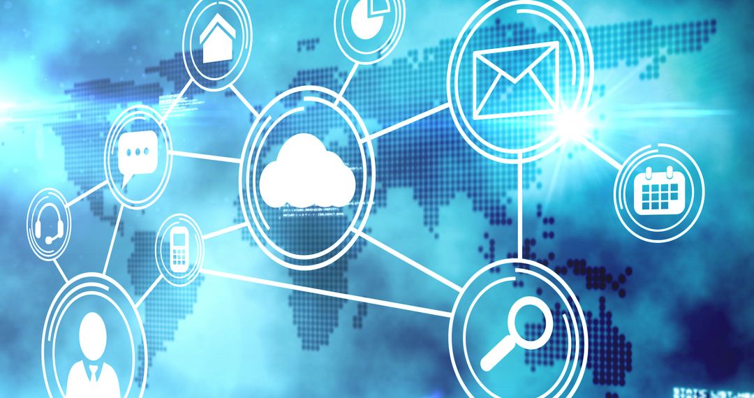 Global Digital Connectivity with Network Interface Icons