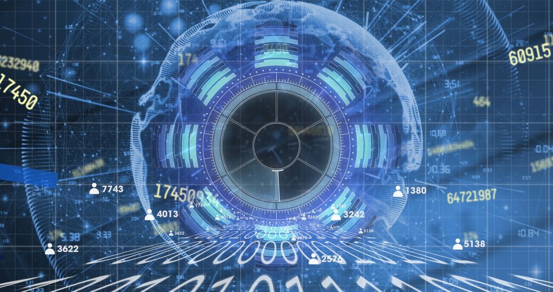 Futuristic Digital Data Visualization with Tool Interface