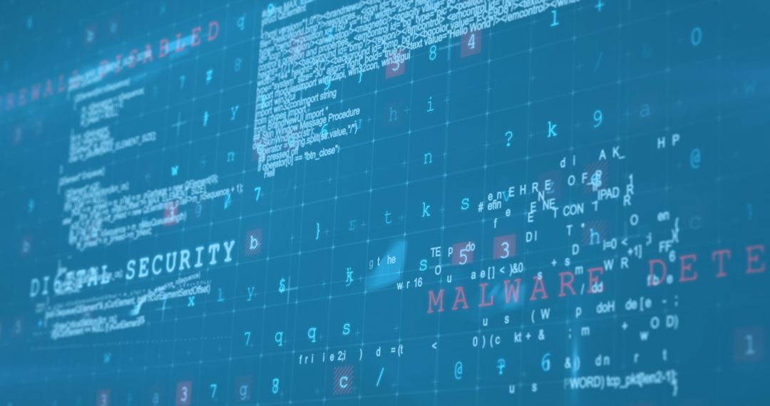 Security Warning and Digital Information Flow on Blue Screen