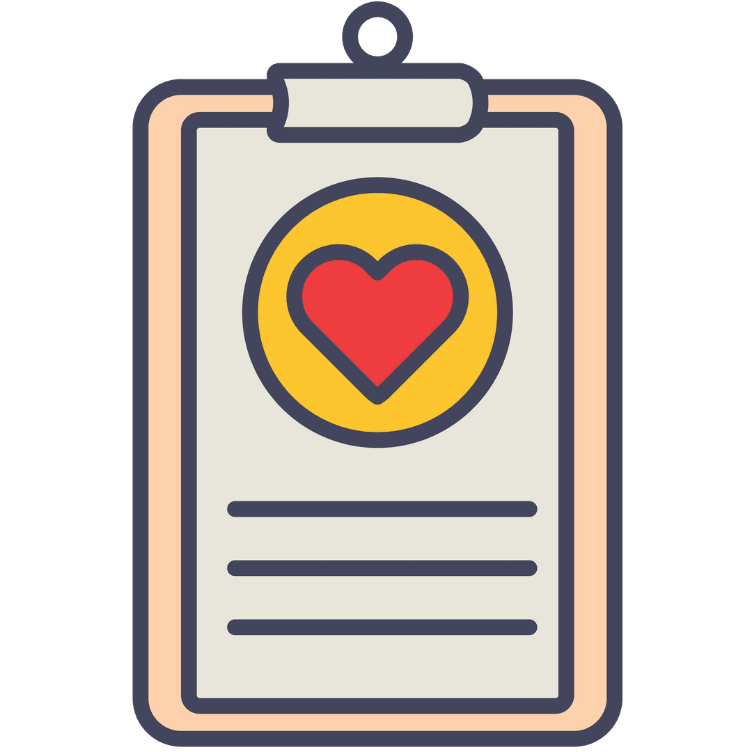 Romantic Notebook Icon with Heart on Transparent Paper Background