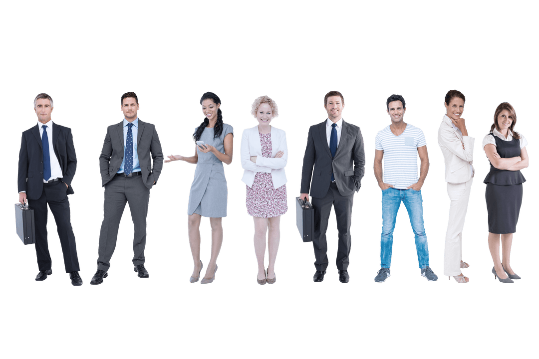 Transparent Background Smiling Diverse Business Professionals