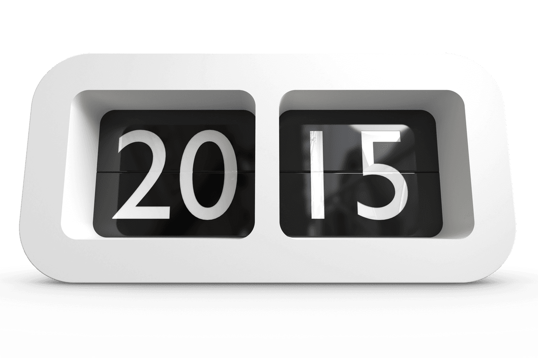 Transparent Digital Flip Clock Displaying Year 2015