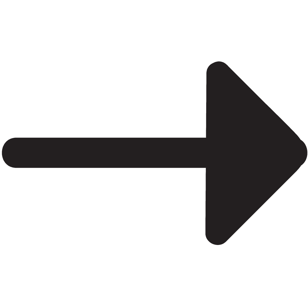 Black Right Arrow Symbol on Transparent Background