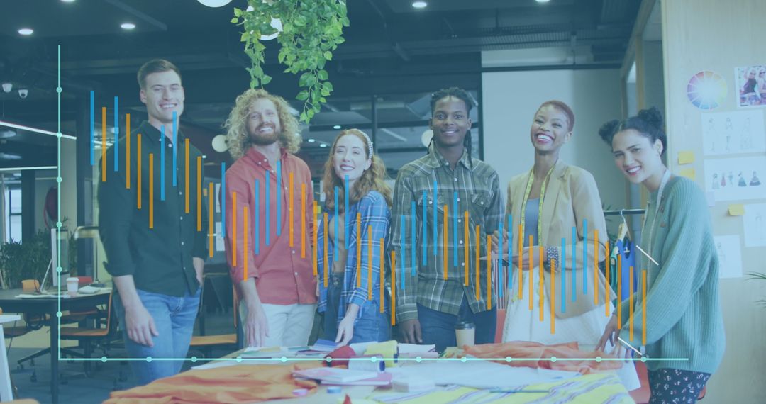 Diverse Business Team with Data Analytics Interface in Modern Office