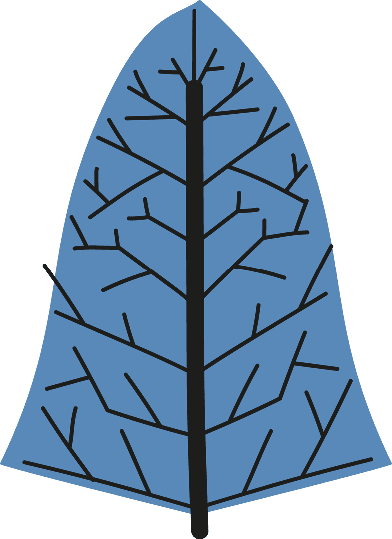Transparent Blue Leaf with Branching Veins Illustration