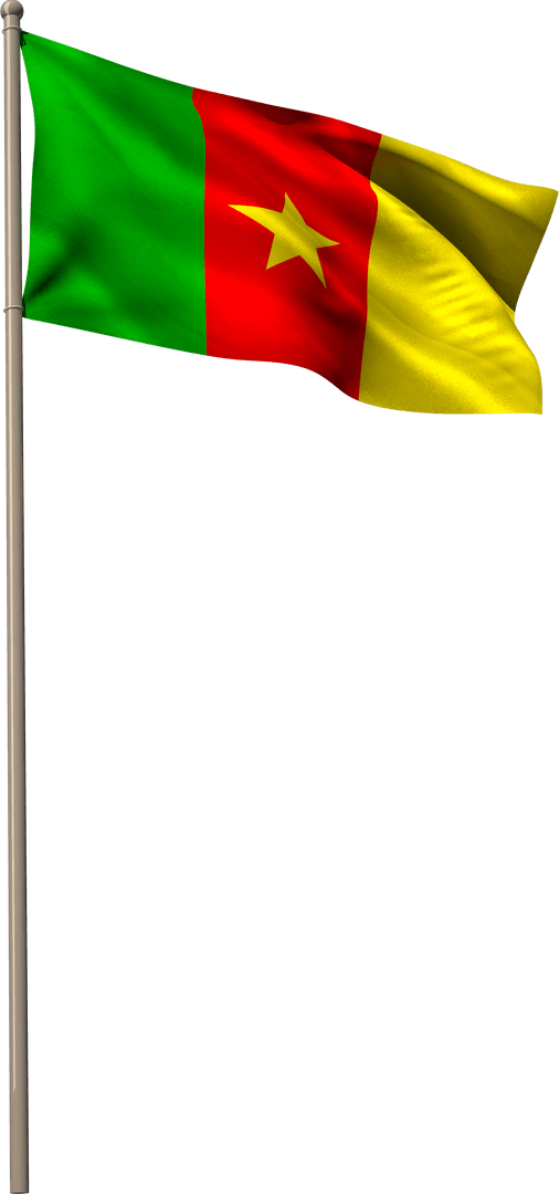 Cameroon National Flag Waving on Transparent Background