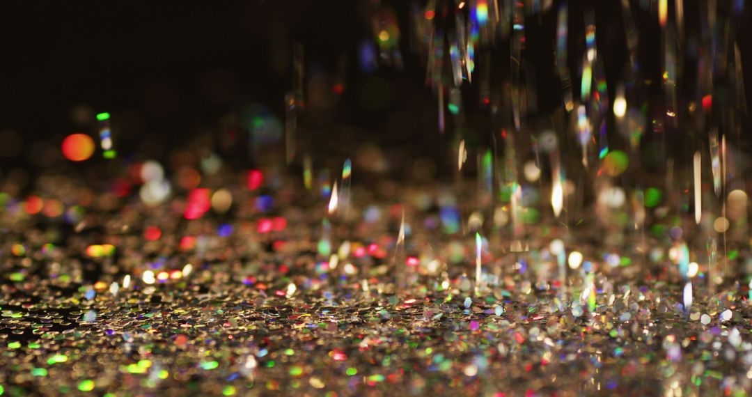Colorful Glitter Falling with Sparkling Lights