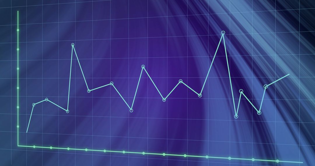 Line Graph on Digital Blue Background Depicting Financial Data Trends