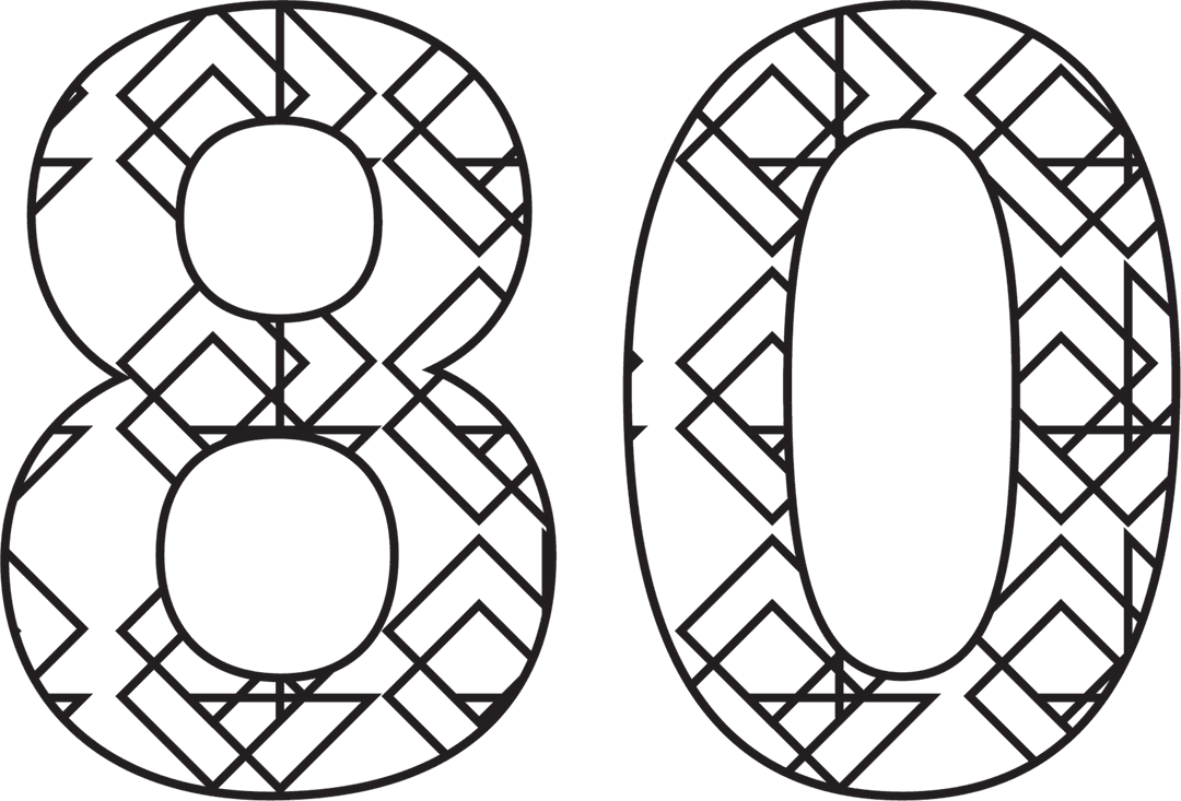 Festive 80 Metallic Stencil Design on Transparent Background