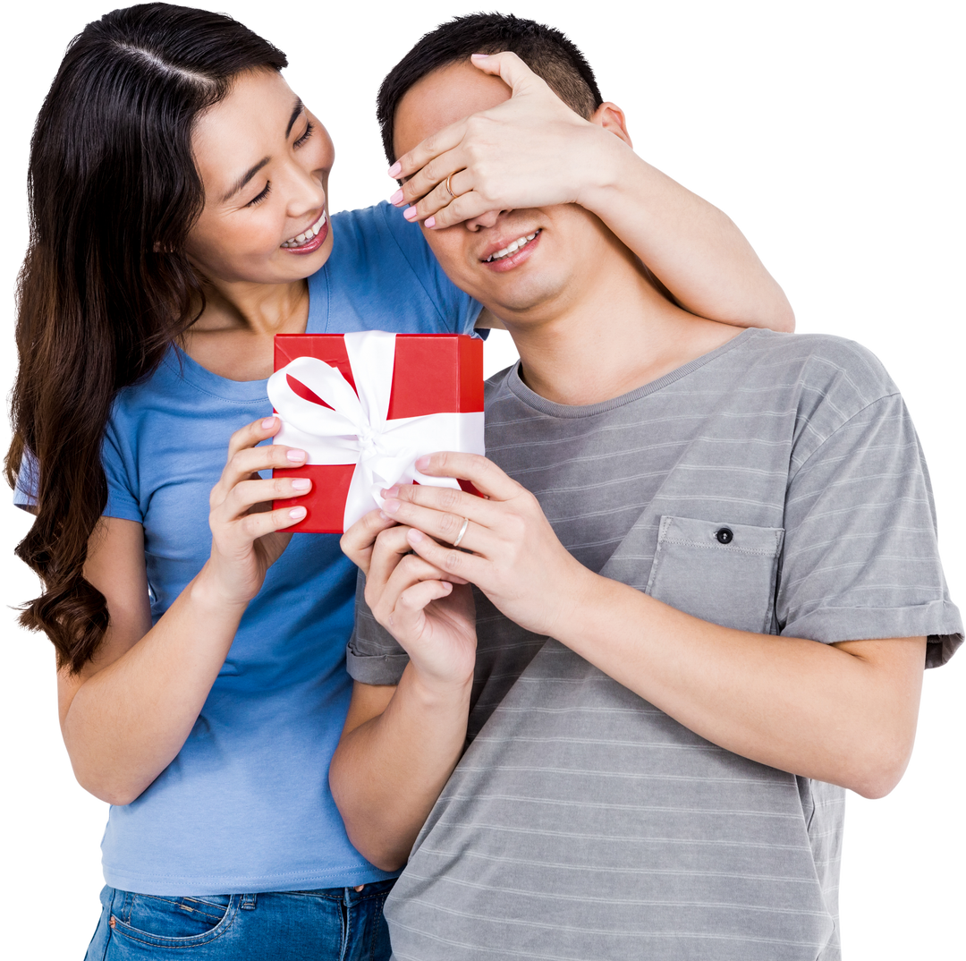 Happy Asian couple gifting surprise transparent - Download Free Stock Images Pikwizard.com