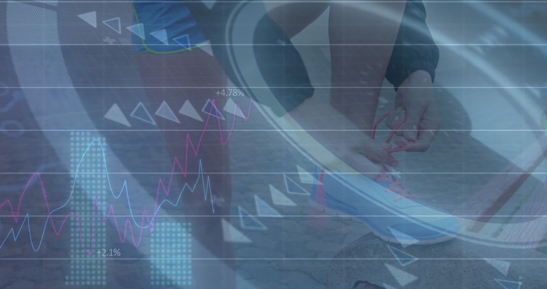 Caucasian Woman Runner with Digital Data Interface Overlay