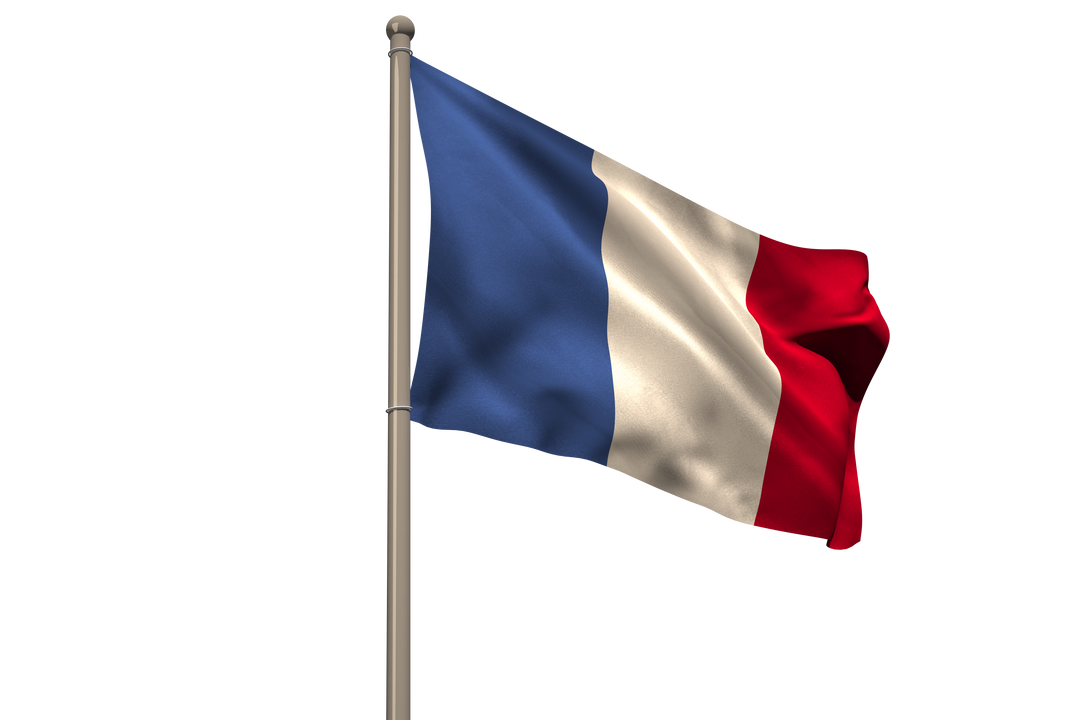 French Flag Waving on Pole with Transparent Background - Download Free Stock Images Pikwizard.com