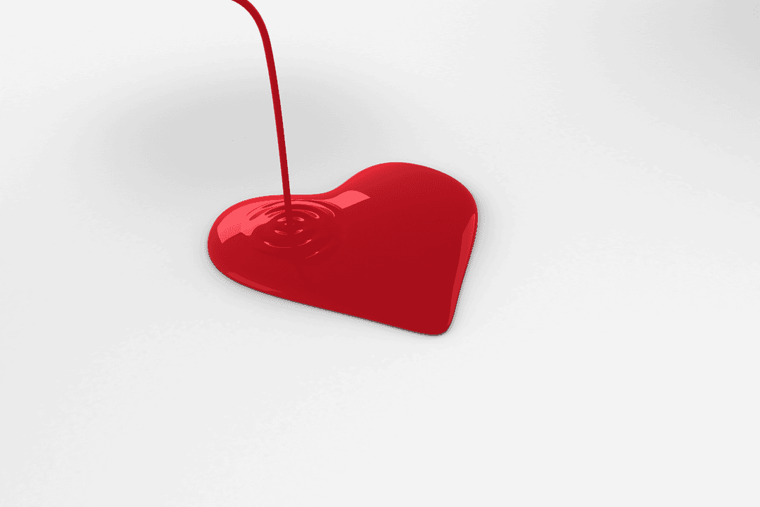Red Heart Symbol on Transparent Background with Liquid Effect