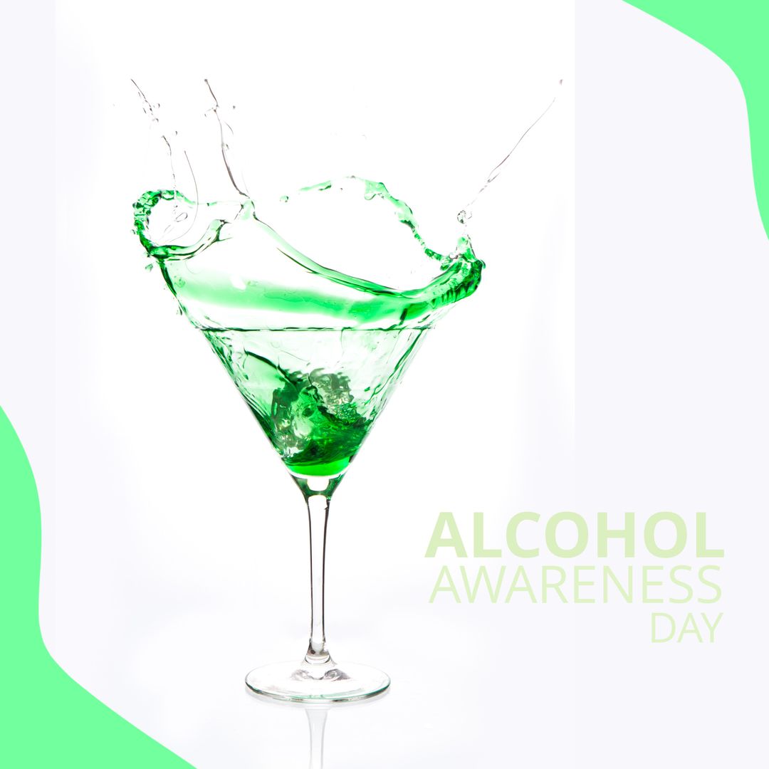 Green Martini and Alcohol Awareness Day Concept