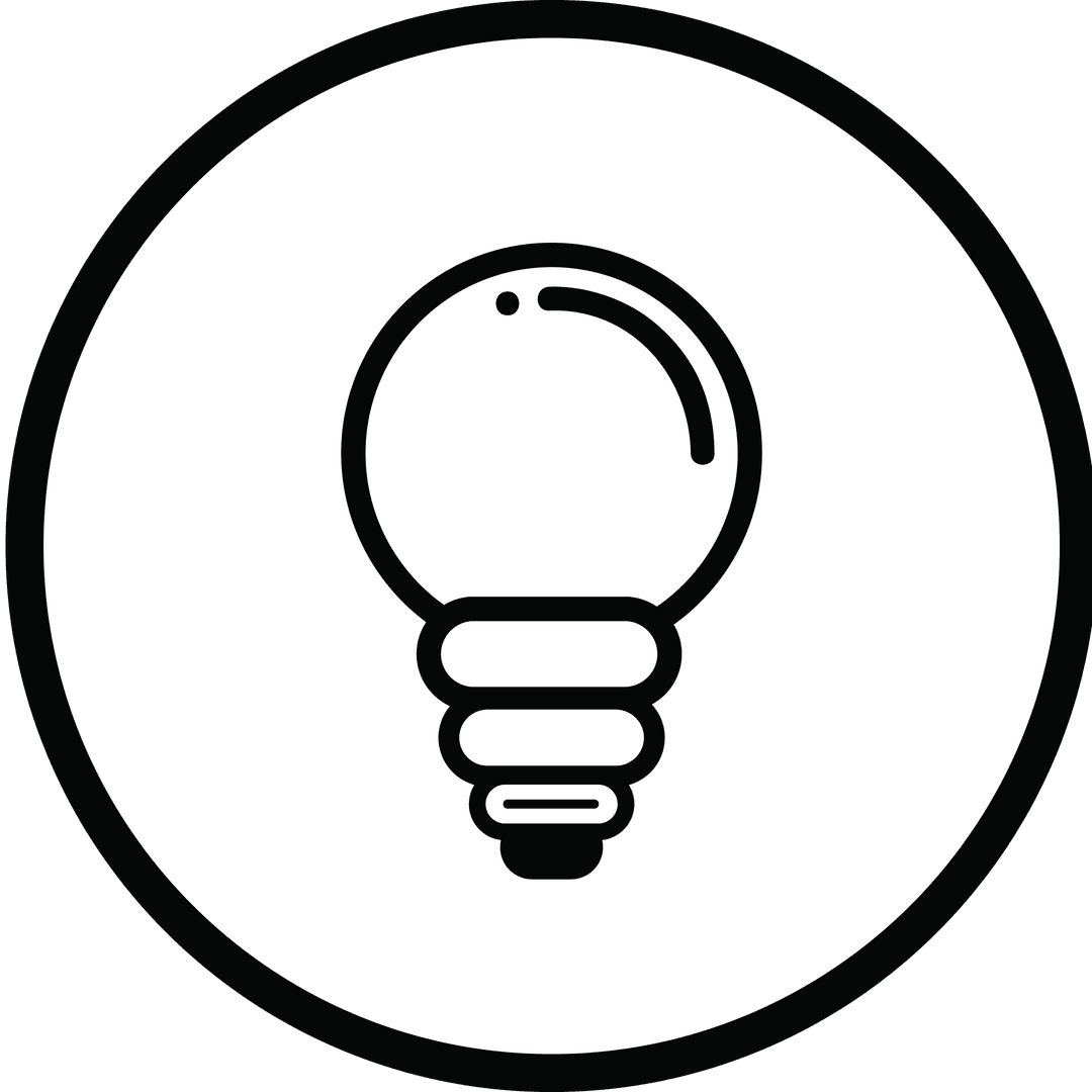 Minimalist Bulb Icon in Circular Enclosure on Transparent Background
