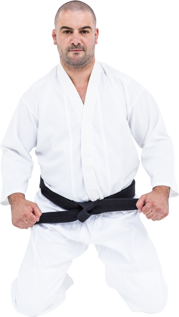 Transparent Karate Fighter in Traditional Stance with Black Belt - Download Free Stock Images Pikwizard.com