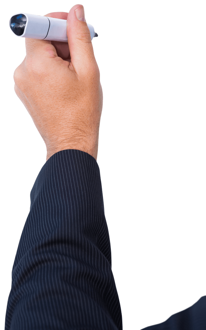 Businessman Hand Holding Pen Transparent Background Multitasking