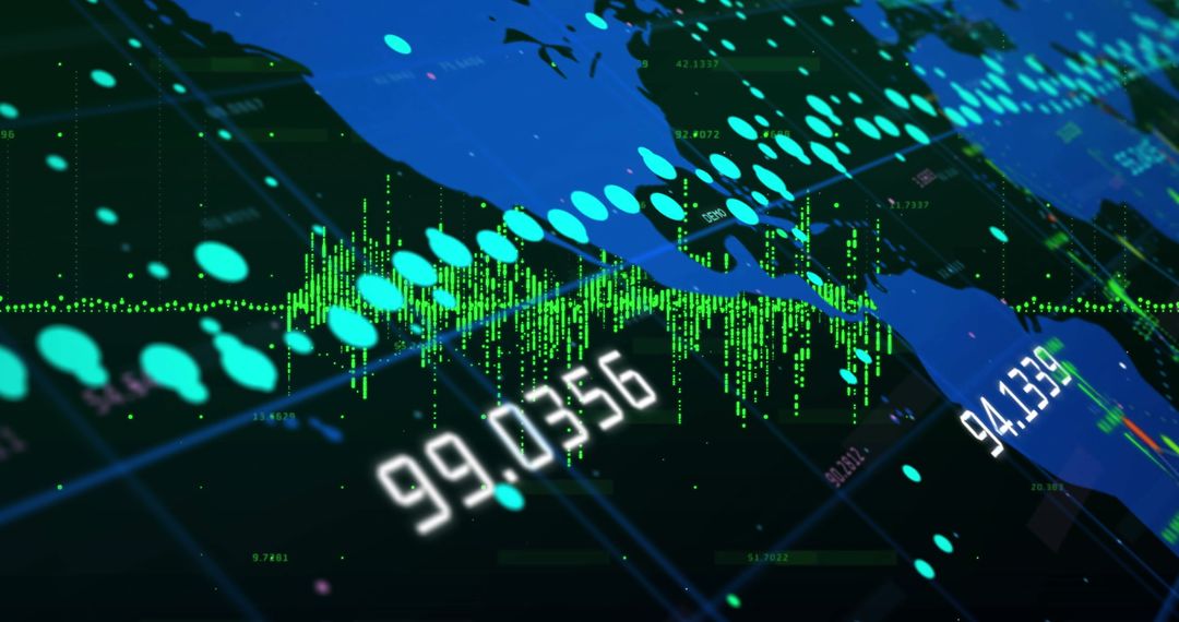 Digital World Map with Data and Analytics Overlay