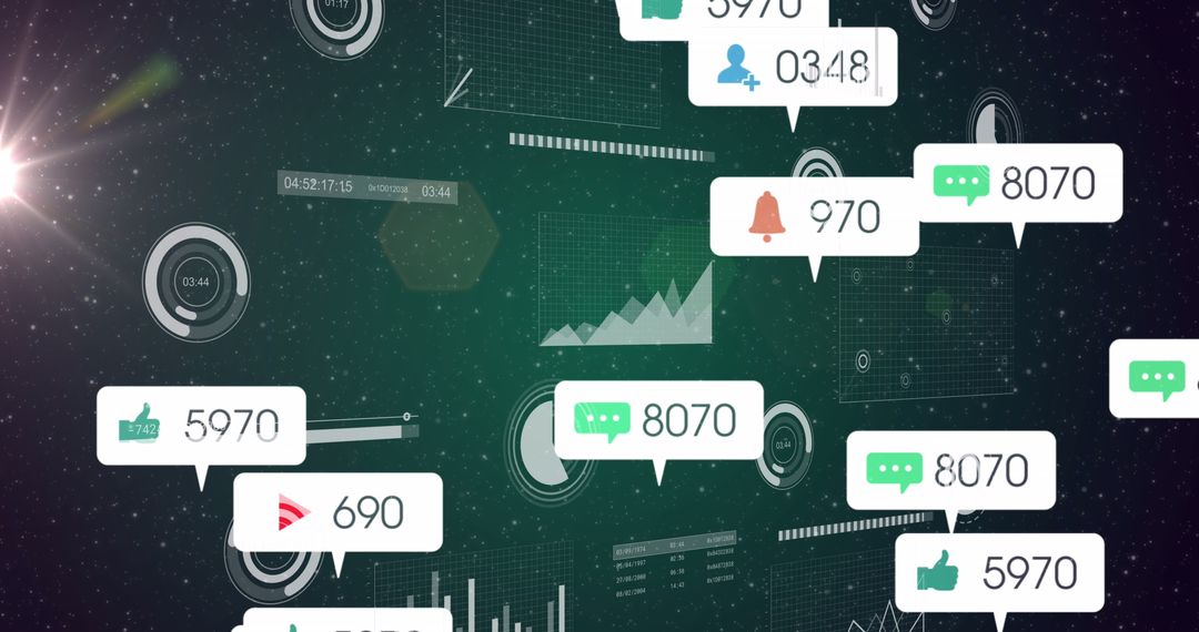 Digital Social Media Interface Over Space-Themed Background