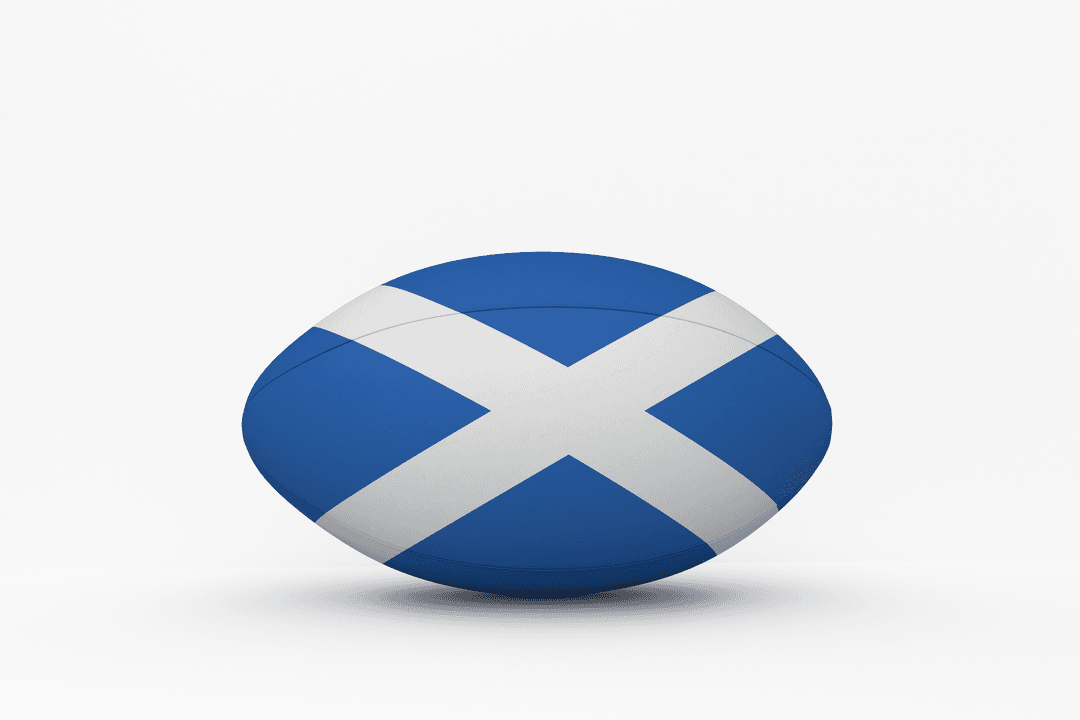Rugby Ball with Transparent Scottish Flag Design