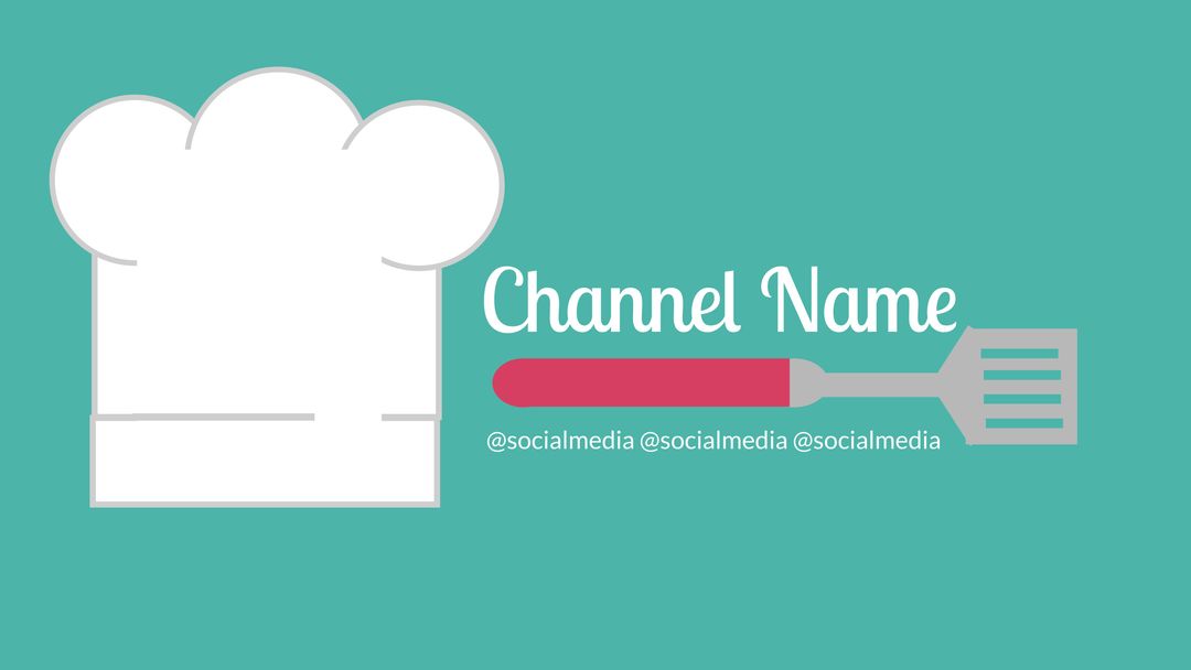Culinary Channel Branding Template with Chef Hat and Spatula Design