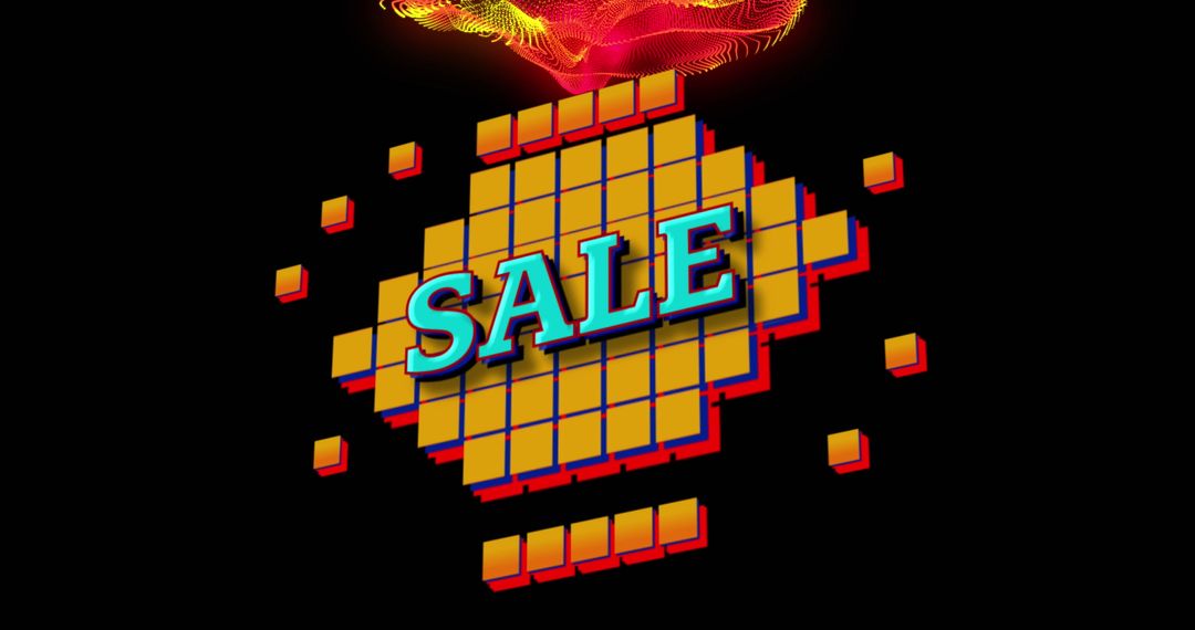 Retro Sale Announcement with Colorful Pixelated Design