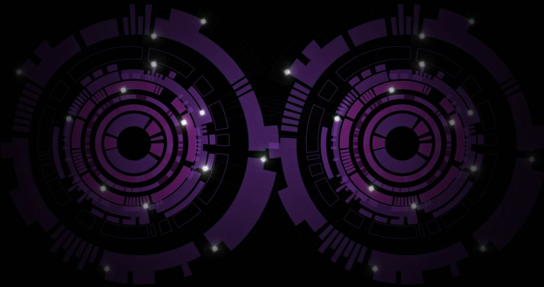 Futuristic Digital Interface with Circles and Light Spots on Black