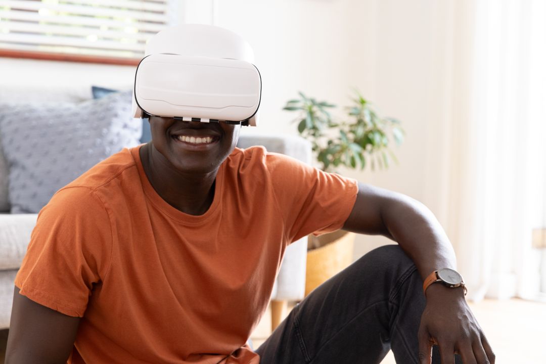 Joyful African American Man Experiencing Virtual Reality Fun
