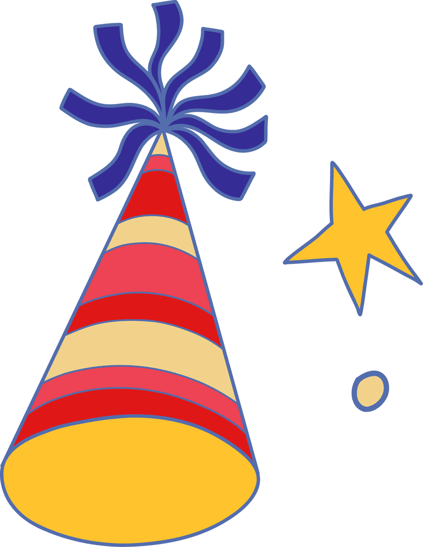 Transparent Canvas: Vibrant Striped Party Hat and Festive Elements