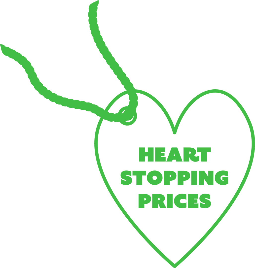 Heart Stopping Prices Green Heart Tag on Transparent Background