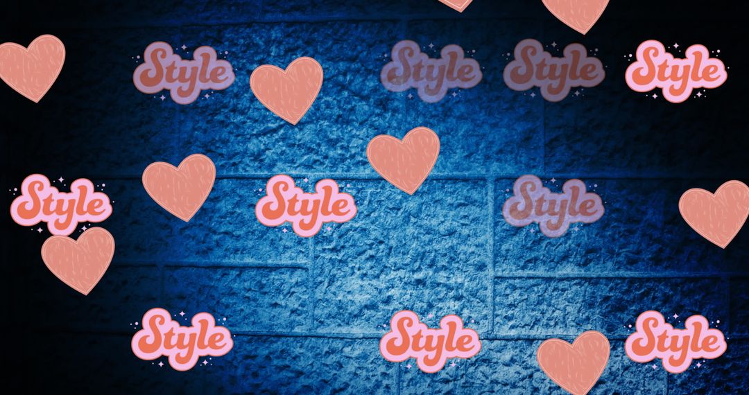 Social Media Style Concept With Pink Hearts and Text on Blue