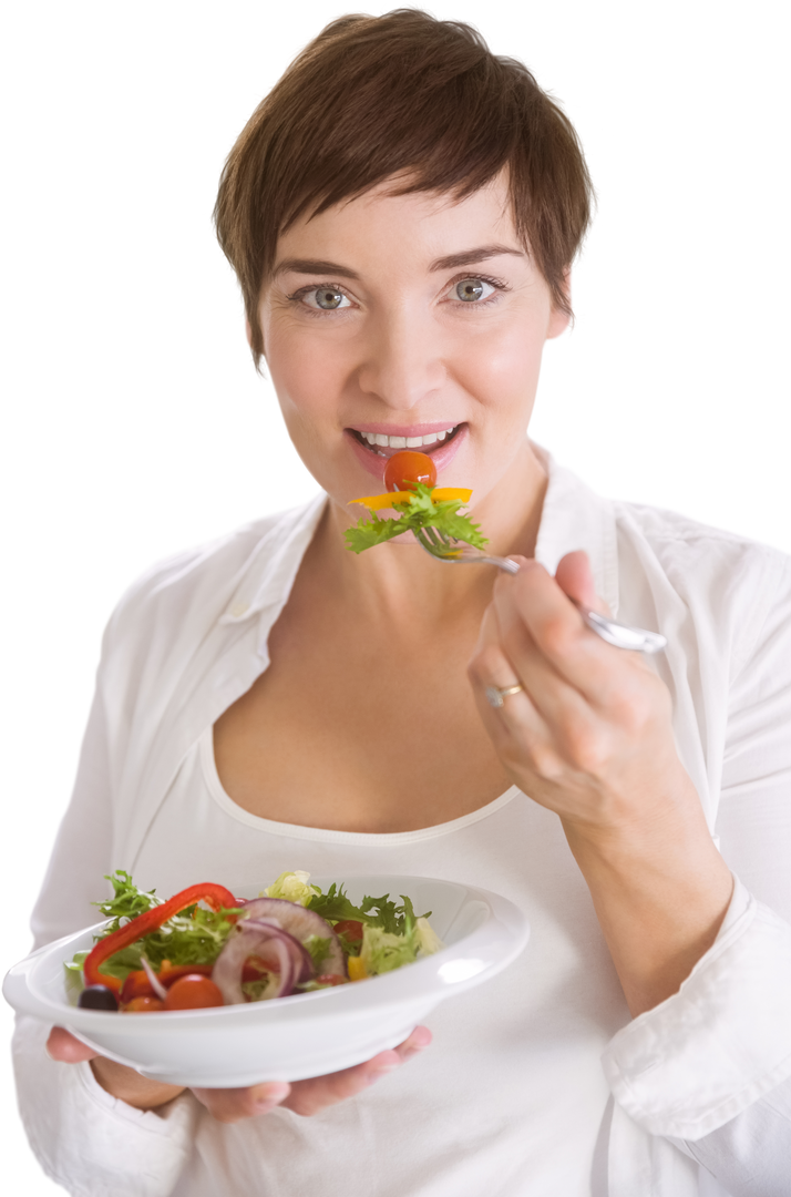 Happy Pregnant Woman Eating Healthy Salad, Transparent Background - Download Free Stock Images Pikwizard.com