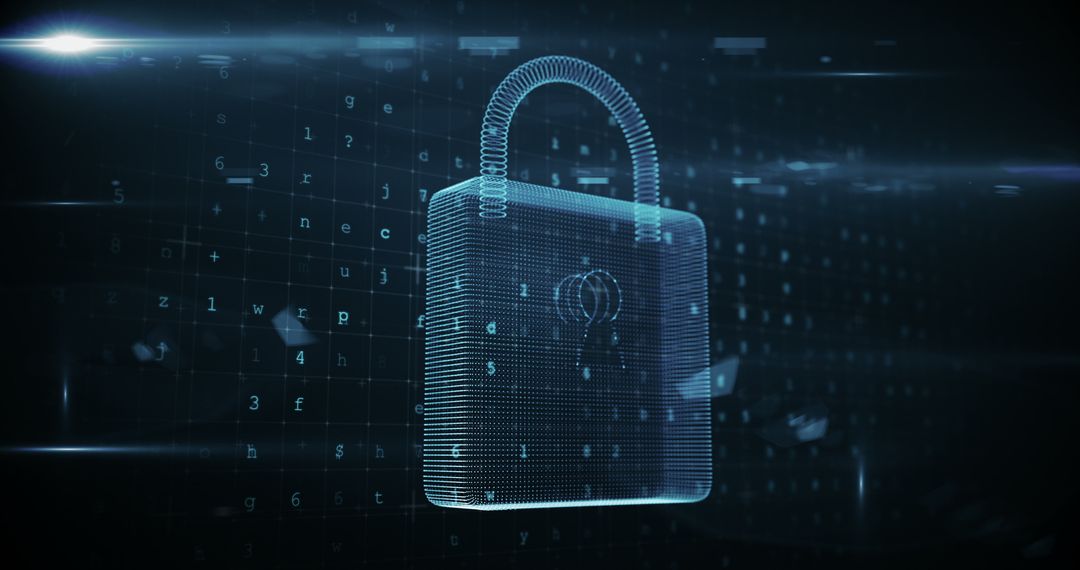 Futuristic Digital Padlock in Virtual Security Concept