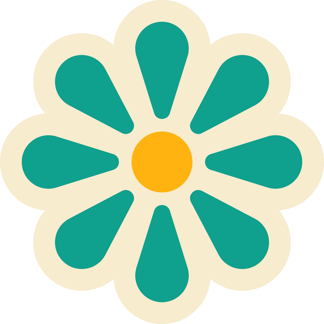 Teal Floral Icon with Transparent Core Design